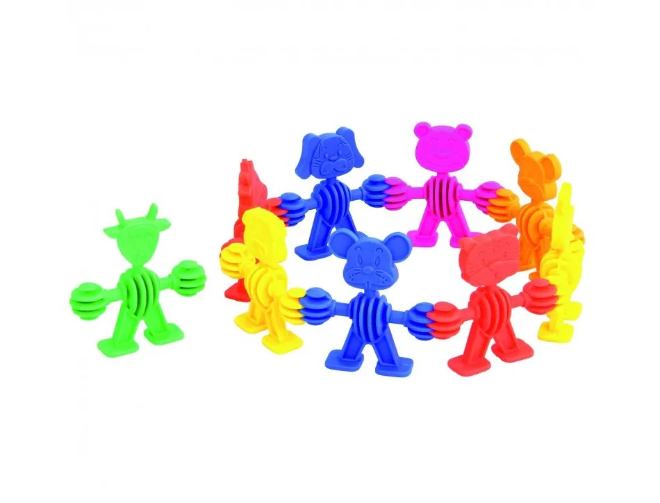 Animaux souples a connecter vinco educational plastique souple et silencieux diametre 6 cm 72 pieces