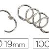 Anneau articulé q-connect pour reliure acier nickelé diamètre 19mm boîte de 100 unités