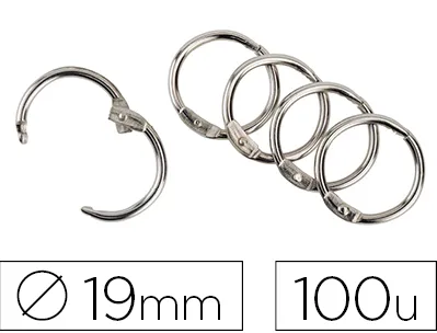 Anneau articulé q-connect pour reliure acier nickelé diamètre 19mm boîte de 100 unités