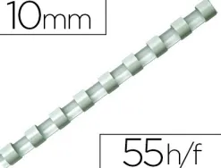 Anneau plastique à relier fellowes dos rond capacité 55f 10mm diamètre 300mm longueur coloris blanc boîte 100 unités