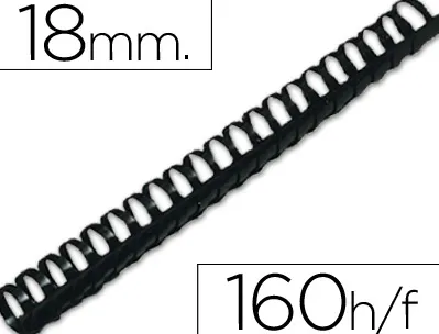 Anneau plastique à relier q-connect capacité 150f 18mm diamètre coloris noir boîte 50 unités