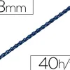 Anneau plastique à relier fellowes dos rond capacité 40f 8mm diamètre 300mm longueur coloris bleu boîte 100 unités