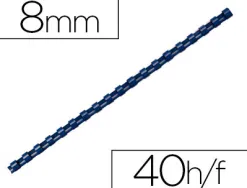 Anneau plastique à relier fellowes dos rond capacité 40f 8mm diamètre 300mm longueur coloris bleu boîte 100 unités