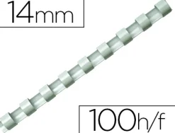 Anneau plastique à relier fellowes dos rond capacité 100f 14mm diamètre 300mm longueur coloris blanc boîte 100 unités