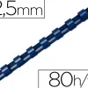 Anneau plastique à relier fellowes dos rond capacité 80f 12,5mm diamètre 300mm longueur coloris bleu boîte 100 unités