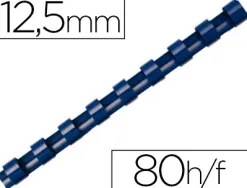 Anneau plastique à relier fellowes dos rond capacité 80f 12,5mm diamètre 300mm longueur coloris bleu boîte 100 unités