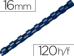 Anneau plastique à relier fellowes dos rond capacité 120f 16mm diamètre 300mm longueur coloris bleu boîte 100 unités
