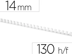 Anneau plastique à relier q-connect capacité 100f 14mm diamètre coloris blanc boîte 100 unités