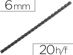 Anneau plastique à relier fellowes dos rond capacité 20f 6mm diamètre 300mm longueur coloris noir boîte 100 unités