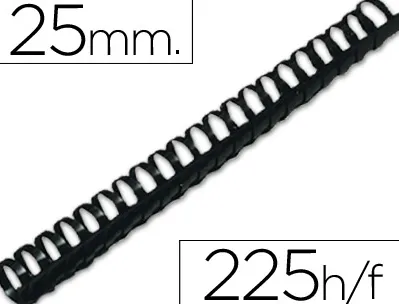 Anneau plastique à relier q-connect capacité 200f 25mm diamètre coloris noir boîte 50 unités