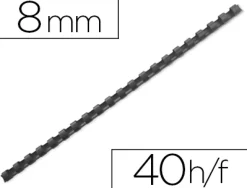 Anneau plastique à relier fellowes dos rond capacité 40f 8mm diamètre 300mm longueur coloris noir boîte 100 unités