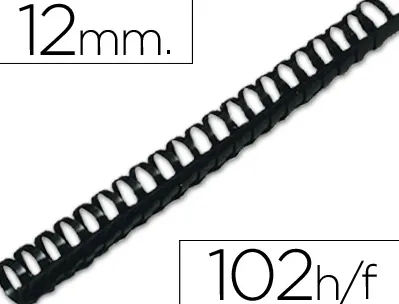 Anneau plastique à relier q-connect capacité 80f 12mm diamètre coloris noir boîte 100 unités