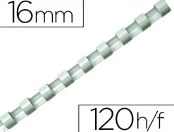 Anneau plastique à relier fellowes dos rond capacité 120f 16mm diamètre 300mm longueur coloris blanc boîte 100 unités