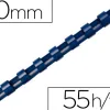 Anneau plastique à relier fellowes dos rond capacité 55f 10mm diamètre 300mm longueur coloris bleu boîte 100 unités