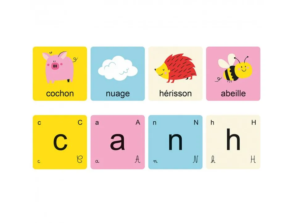 Apprendre a lire et a ecrire cocktail games lirodingo sons associes aux lettres 54 cartes 4 niveaux