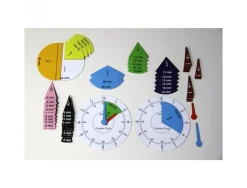 Apprentissage de l ehure et minutes wissner set horloge et fractions 1 cadran et 63 fractions colorees et