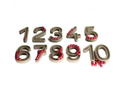 Approche du nombre wissner chiffres en relief et boules 11 chiffre et 60 boules rouge