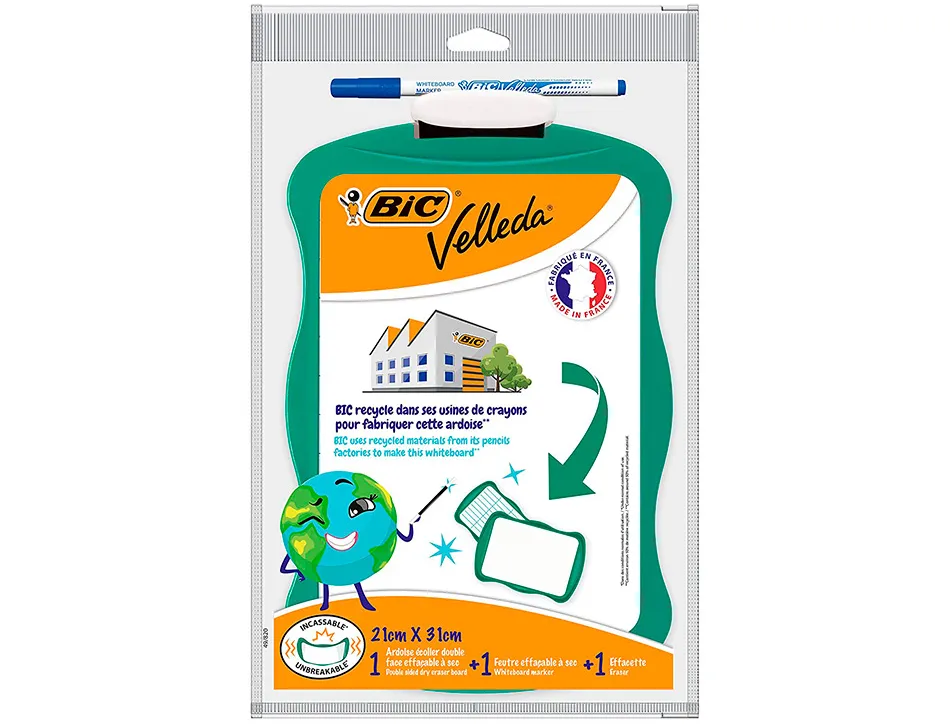 Ardoise bic velleda double face 21x31 1 feutre fin1721 bleu 1 effacette