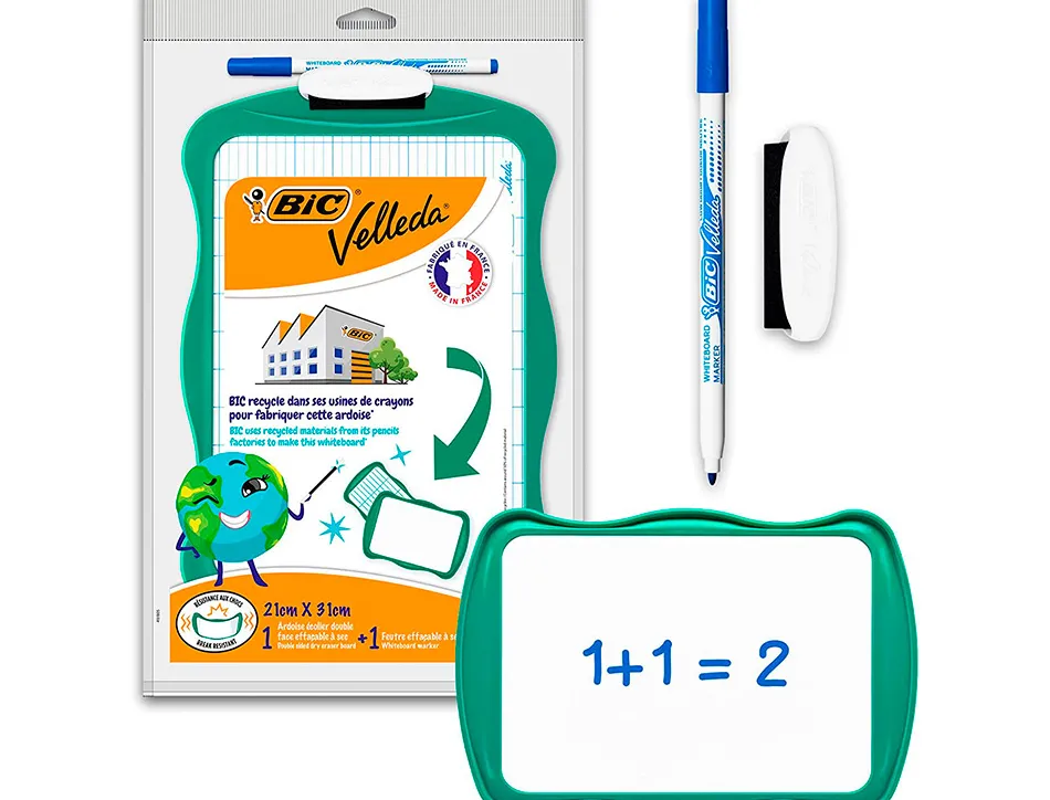Ardoise bic velleda double face 21x31 1 feutre fin1721 bleu 1 effacette