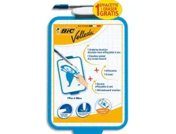 Ardoise blanche bic velleda 190x260mm 1 face unie 1 face quadrillée 1 feutre velleda 1721 1 effacette