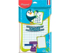 Ardoise blanche maped 1 face uni et 1 face seyes 1 feutre 1 brosse 1 sachet brochable