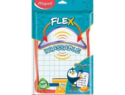 Ardoise blanche maped flex 195x270mm 1 face unie 1 face quadrillée 1 effacette 1 feutre 1 porte accessoire incassable