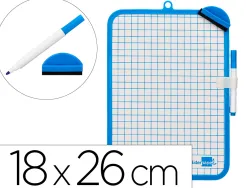 Ardoise scolaire liderpapel 18x26cm double face unie et quadrillee avec feutre et effacette magnetique coloris
