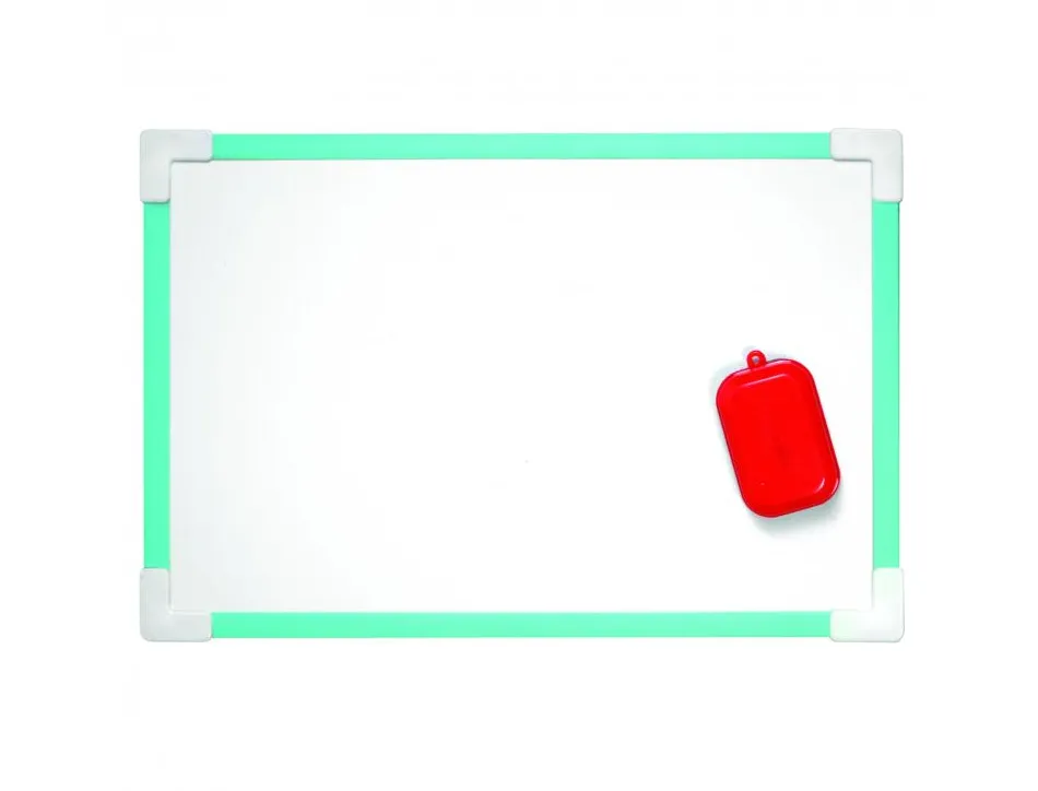 Ardoise wonday magnetique 20x30cm 1 face blanche cadre plastique + brosse coloris blanc