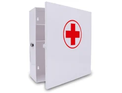 Armoire pharmacie q-connect en metal livre vide 4 compartiments 27,5x30x12