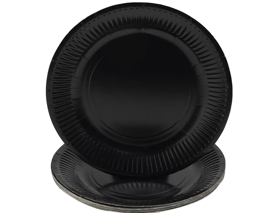 Assiette exacompta carton rond diam. 23cm coloris noir paquet 20 unites
