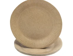 Assiette exacompta carton rond diam. 23cm coloris kraft paquet 20 unites