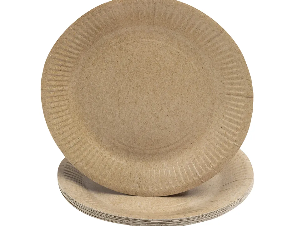 Assiette exacompta carton rond diam. 23cm coloris kraft paquet 20 unites