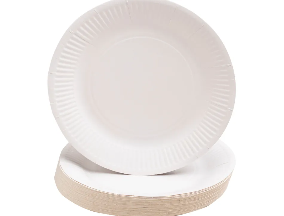 Assiette exacompta carton rond diam. 23cm coloris blanc paquet 50 unites