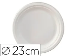 Assiette plate ivoire coldis fibres vegetales biodegradable diametre 23cm sachet 50 unites