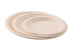 Assiette plate ivoire coldis fibres vegetales biodegradable diametre 23cm sachet 50 unites