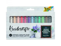 Assortiment crayons craies folia pour vitres effacable 12 unites coloris assortis