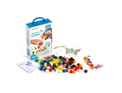 Atelier cubes miniland math premieres notions mathematiques 100 cubes 10 coloris assortis 20 cartes d