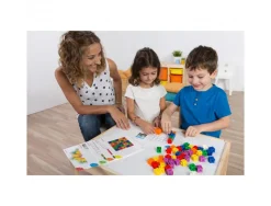 Atelier cubes miniland math premieres notions mathematiques 100 cubes 10 coloris assortis 20 cartes d