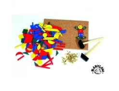 Atelier du marteau babylon 120 pieces en bois a piquer 1 plaque liege 2 marteaux 120 clous