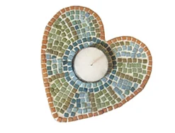 Atelier mosaïque culture club bougeoirs forme coeur 1 kit