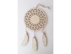 Attrape reves plumes graine creative bois 12,5x23,5xo,5 cm a decorer