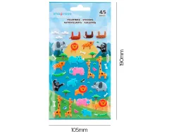 Autocollants imaginovo cute animaux safari en relief 190x105 mm sous blister