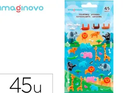Autocollants imaginovo cute animaux safari en relief 190x105 mm sous blister