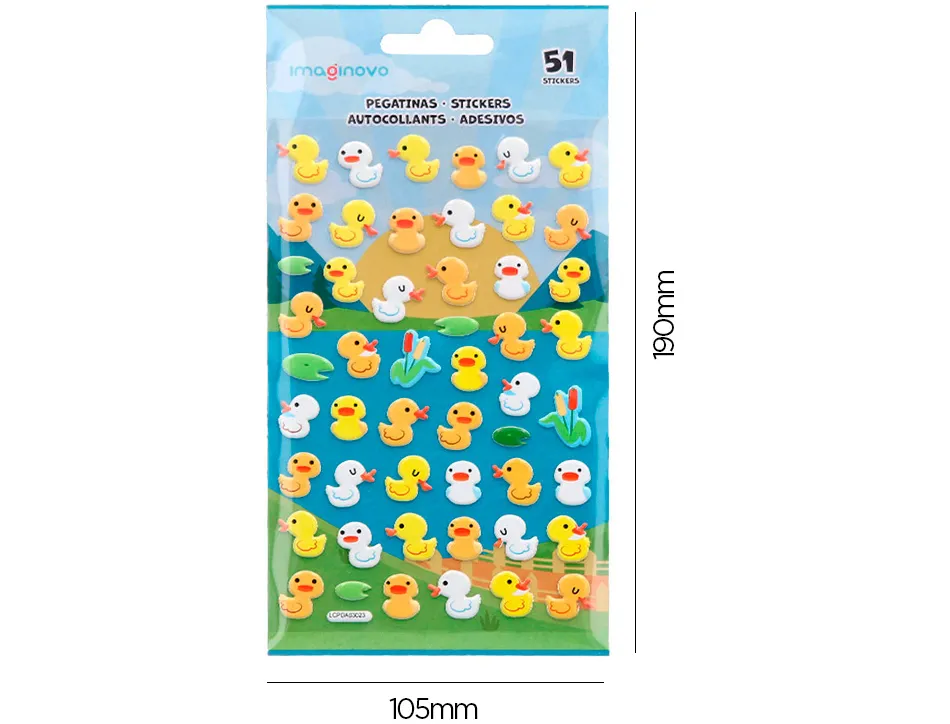 Autocollants imaginovo cute animaux canard en relief 190x105 mm sous blister