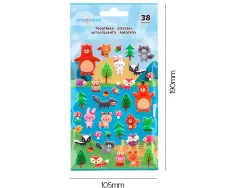Autocollants imaginovo cute animaux de foret en relief 190x105 mm sous blister
