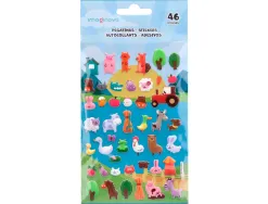Autocollants imaginovo cute animaux ferme en relief 190x105 mm sous blister