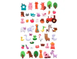 Autocollants imaginovo cute animaux ferme en relief 190x105 mm sous blister
