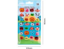 Autocollants imaginovo cute animaux sauvages visages en relief 190x105 mm sous blister
