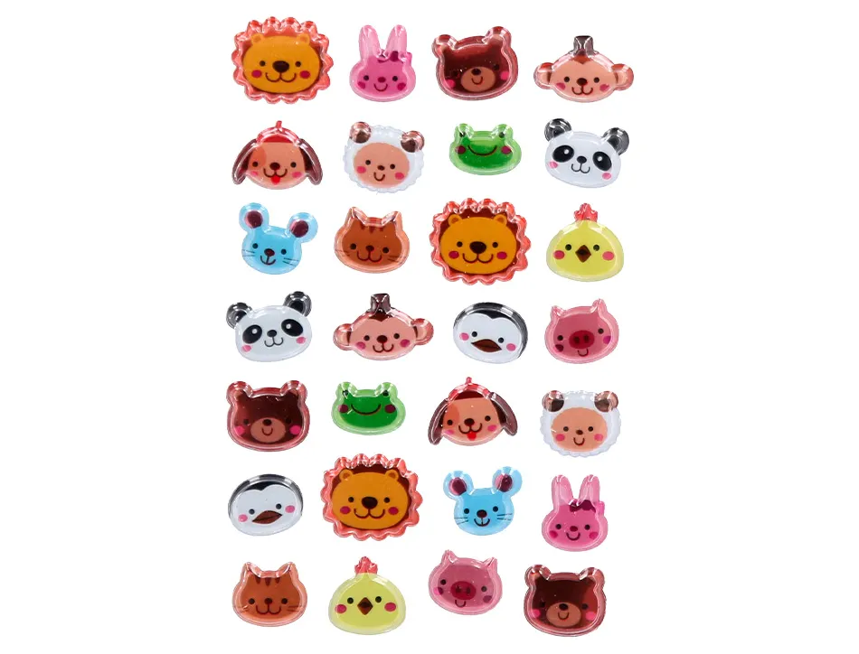 Autocollants imaginovo cute animaux sauvages visages en relief 190x105 mm sous blister