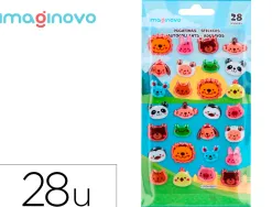 Autocollants imaginovo cute animaux sauvages visages en relief 190x105 mm sous blister